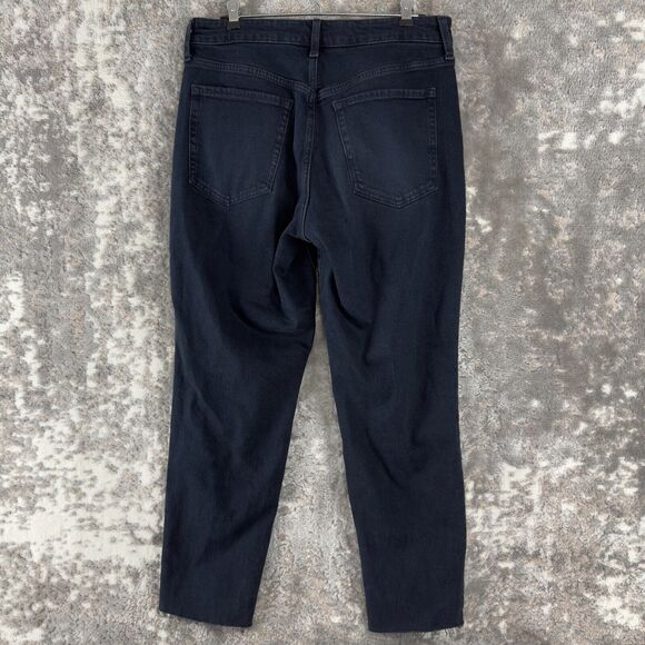 NEW Old Navy Sz 10 Button Fly Distressed High Rise Straight Jeans Slim Pockets - Picture 3 of 12